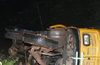 Speeding sand truck hits car; miraculous escape for passengers